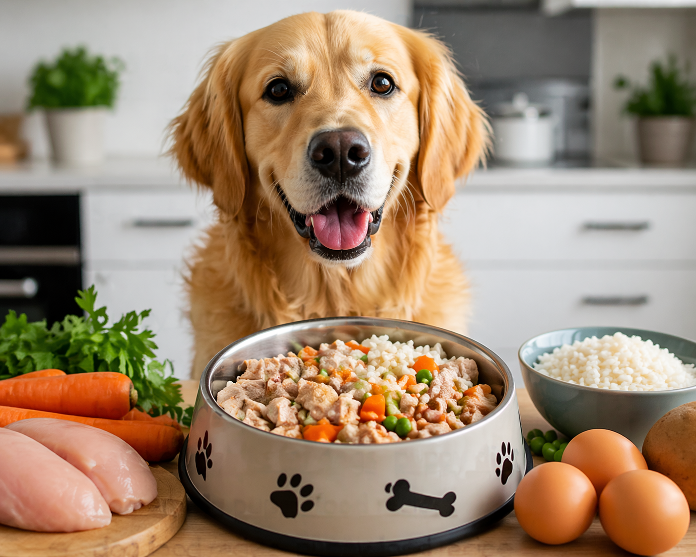 Happy pup and homemade meal